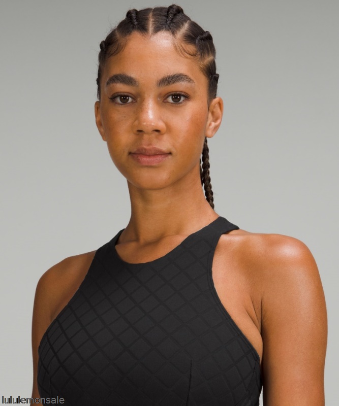 Lululemon Damen DELULU495 | Diamond Grid Badetop C/d Cup Schwarz
